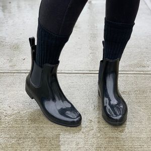Black Patent Ankle Rainboots